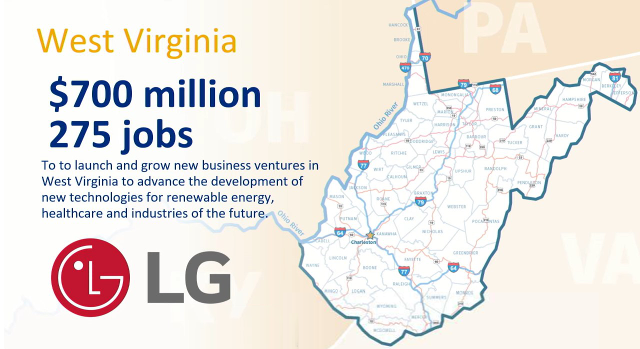 WEST VIRGINIA AND LG ANNOUNCE STRATEGIC INITIATIVE TO GROW NEW TECH VENTURES IN THE STATE